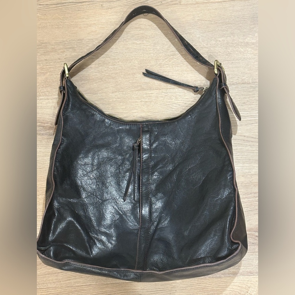 Classic Black Leather Marley Hobo Shoulder Bag